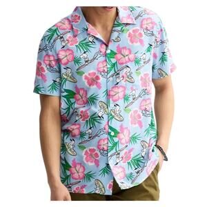 Peanuts Snoopy Hawaiian Tropical Button Down Short Sleeve Shirt Mens XXL New